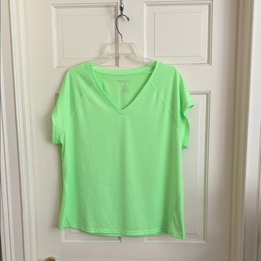 Ideology Neon Green V-Neck Short Sleeve Top